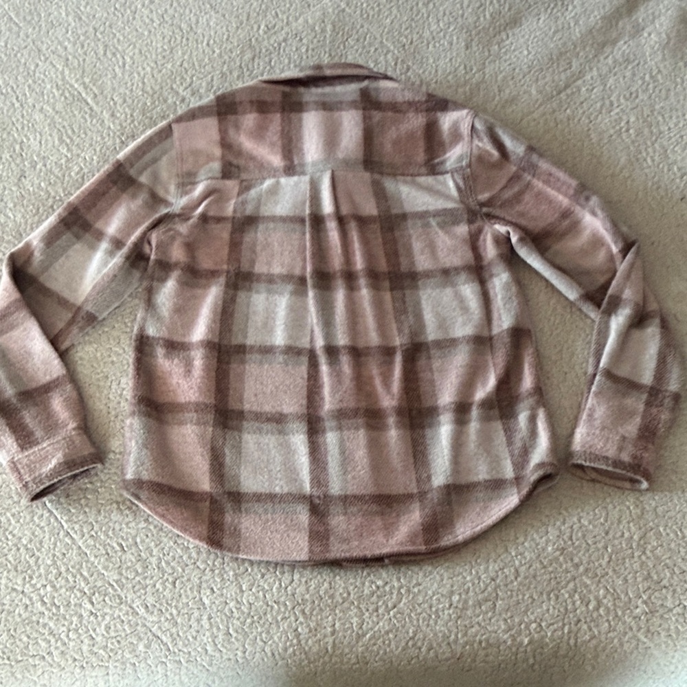 beachlunchlounge Plaid Button Down Shirt in Pink and Brown Small - Picture 7 of 7